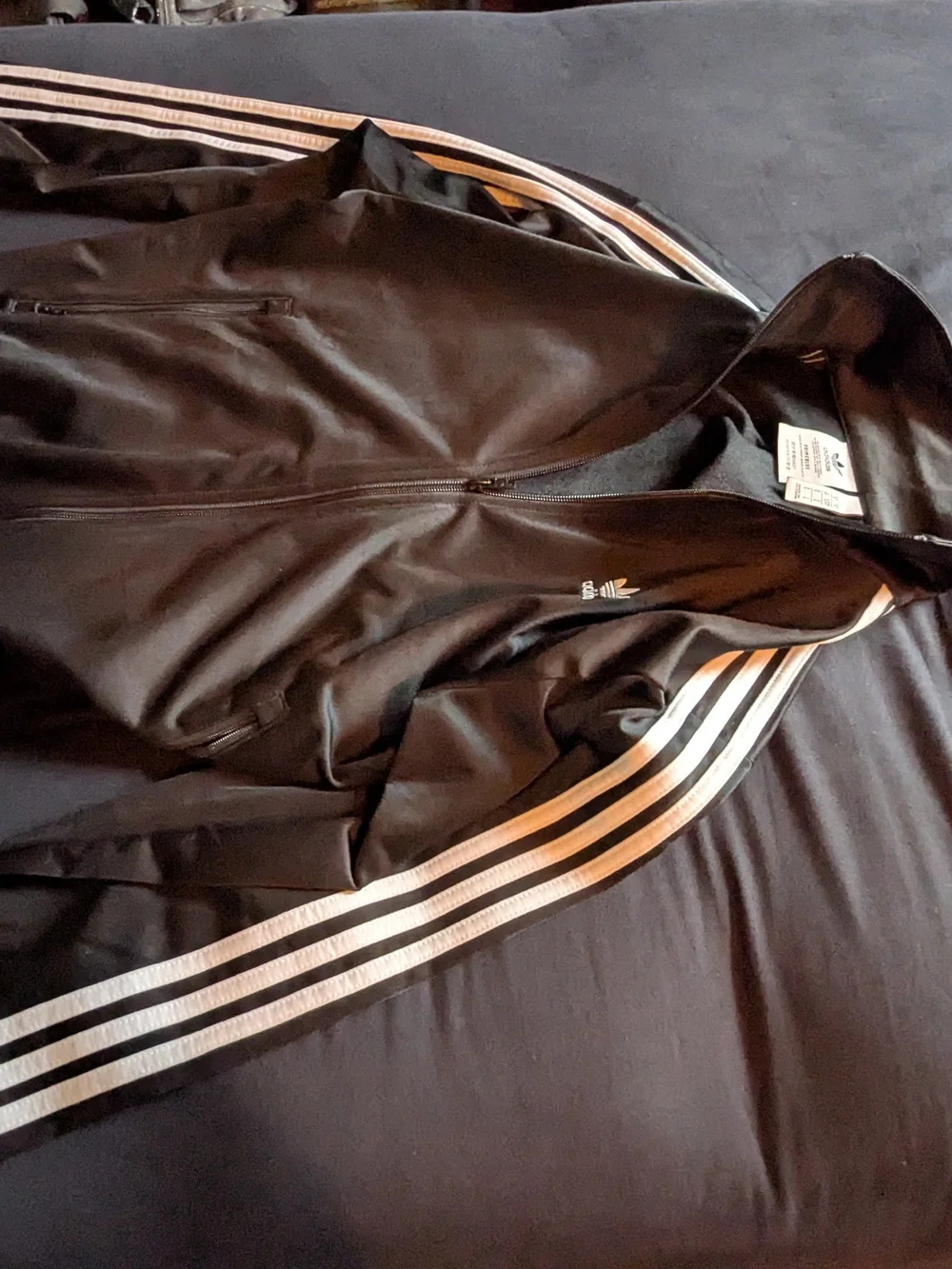 adidas Black Track Jacket with White 3-Stripes